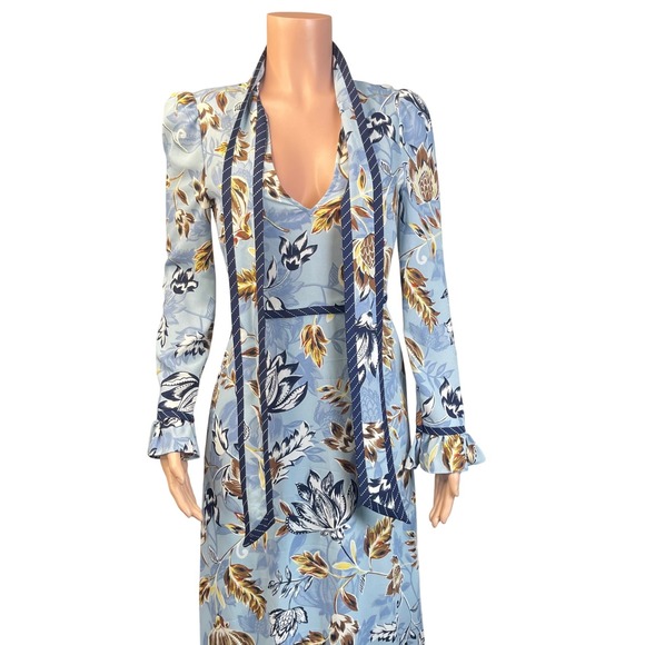 BCBGMaxAzria Light Blue Floral Midi Dress - Picture 6 of 14